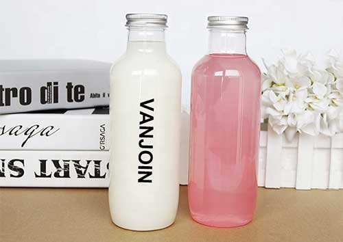 250ml/ 350ml /500ml boston round PET beverage bottle for juice with aluminium caps