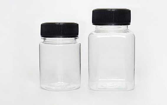 Wide mouth small empty squared and round PET plastic jam jars with lids for food