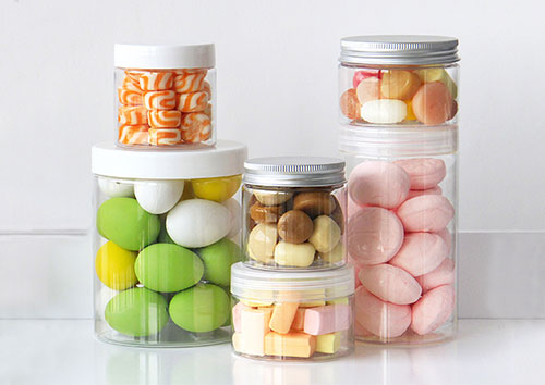 Wholesale  food grade 200ml 500ml Round plastic food jars with lids in bulk
