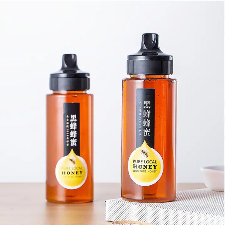 Custom refillable 8oz 12oz PET plastic squeezable honey dispenser wholesale